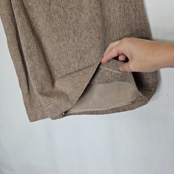 Anthropologie Tabitha A-Line Skirt Small Beige Tweed Linen Cotton Side Pockets 6 - Picture 6 of 9